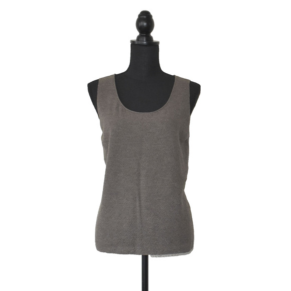 A3 Auth EILEEN FISHER Brown Wool Knit Scoop Neck Tank Top Size L - Picture 1 of 6